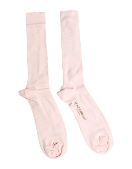 Dolce & Gabbana Ivory Cotton Stretch Logo Over Calf Socks - Hilstor