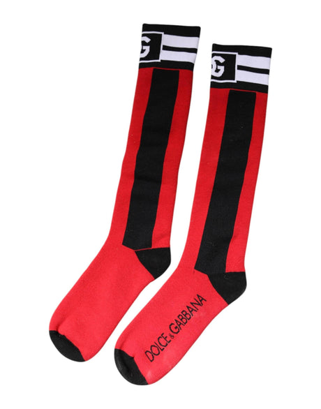 Dolce & Gabbana Red Cotton Stretch Printed Socks - Hilstor