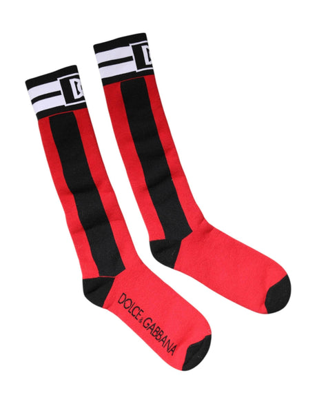 Dolce & Gabbana Red Cotton Stretch Printed Socks - Hilstor