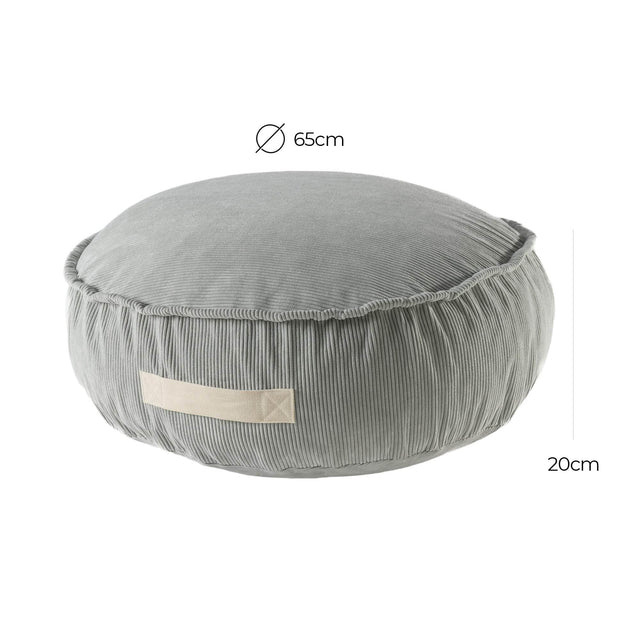 MeowBaby® Corduroy Pouf Round – Grey, Designer Seating for Children, Made in Europe, Washable Cover, 65cm - Hilstor