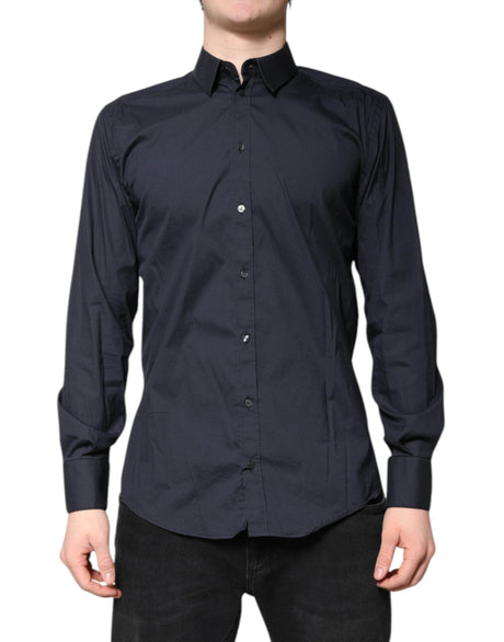 Dolce & Gabbana Dark Blue MARTINI Cotton Formal Dress Shirt - Hilstor