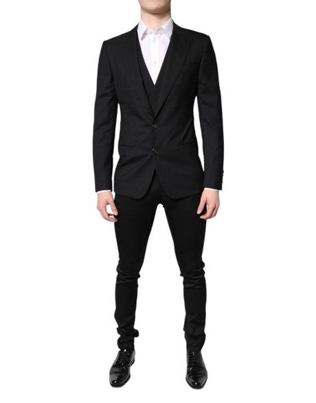 Dolce & Gabbana Black Single Breasted Formal Blazer with Vest - Hilstor