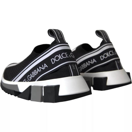 Dolce & Gabbana Black White Slip On Sorrento Sneakers Shoes - Hilstor