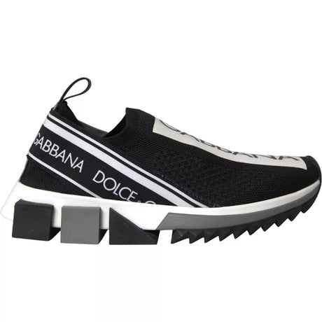 Dolce & Gabbana Black White Slip On Sorrento Sneakers Shoes - Hilstor
