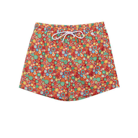 Isaia Red Polyester Swim Short - Hilstor