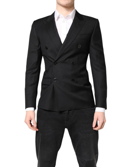 Dolce & Gabbana Black MARTINI Double Breasted Coat Blazer - Hilstor