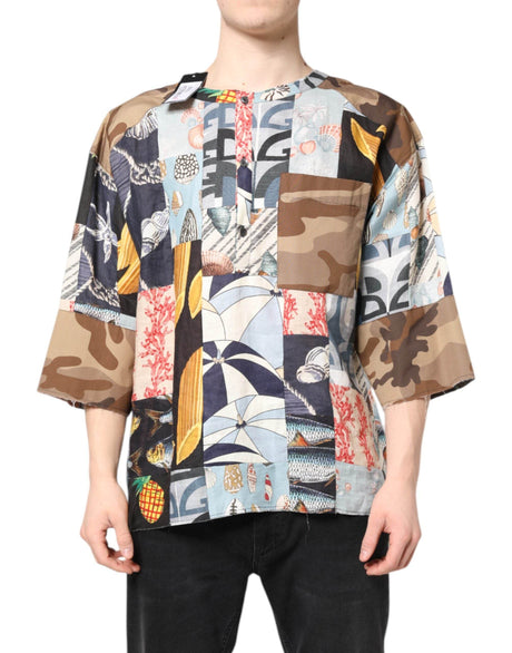 Dolce & Gabbana Multicolor Patchwork Short Sleeves Shirt - Hilstor