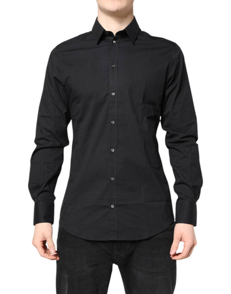 Dolce & Gabbana Black GOLD Cotton Long Sleeves Dress Shirt - Hilstor
