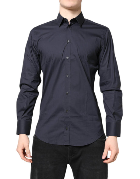 Dolce & Gabbana Dark Blue MARTINI Cotton Dress Formal Shirt - Hilstor