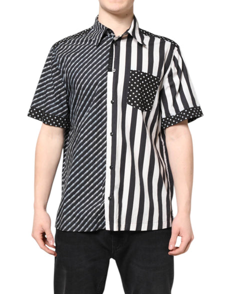 Dolce & Gabbana Black White Stripe Button Down Casual Shirt - Hilstor