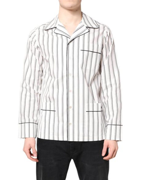 Dolce & Gabbana White Stripes Lounge Pajama Sleepwear Shirt - Hilstor
