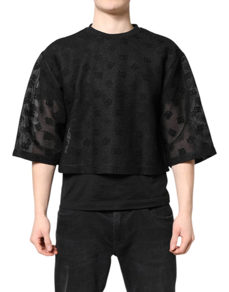 Dolce & Gabbana Black See Through Logo Short Sleeves T-shirt - Hilstor