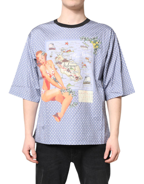 Dolce & Gabbana Light Blue Graphic Print Short Sleeve T-shirt - Hilstor