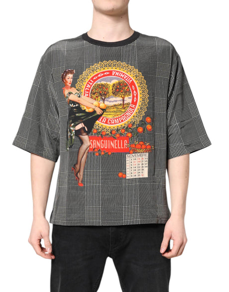 Dolce & Gabbana Black White Graphic Print Short Sleeve T-shirt - Hilstor