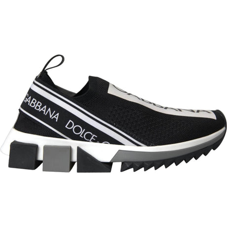 Dolce & Gabbana Black White Slip On Sorrento Sneakers Shoes - Hilstor