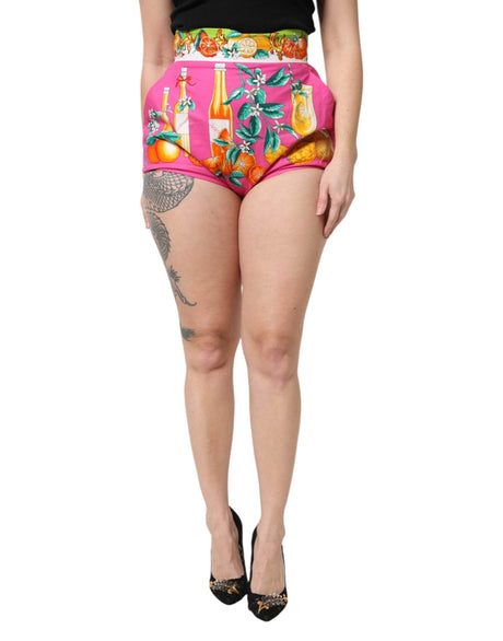 Dolce & Gabbana Pink Printed High Waist Hot Pants Shorts - Hilstor