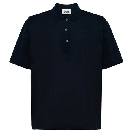 Alpha Studio Blue Cotton Polo Shirt - Hilstor