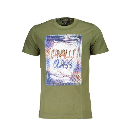 Cavalli Class Green Cotton Men T-Shirt - Hilstor