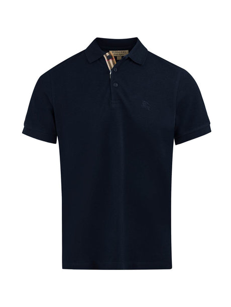 Burberry Navy Blue Cotton Collared Polo Shirt - Hilstor