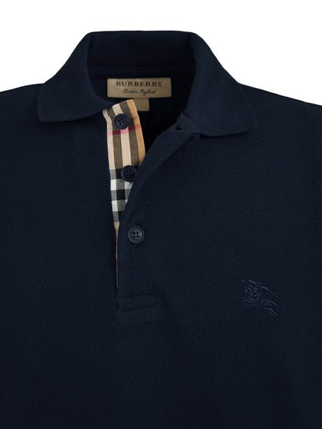 Burberry Navy Blue Cotton Collared Polo Shirt - Hilstor