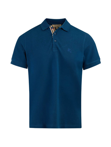 Burberry Deep Teal Blue Cotton Collared Polo Shirt - Hilstor