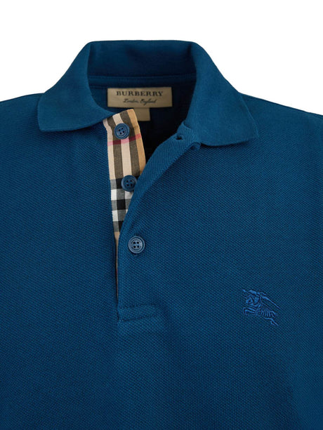 Burberry Deep Teal Blue Cotton Collared Polo Shirt - Hilstor