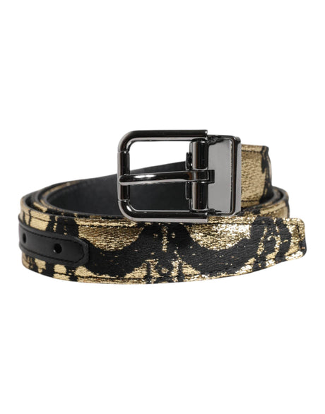 Dolce & Gabbana Multicolor Jacquard Leather Metal Buckle Belt - Hilstor