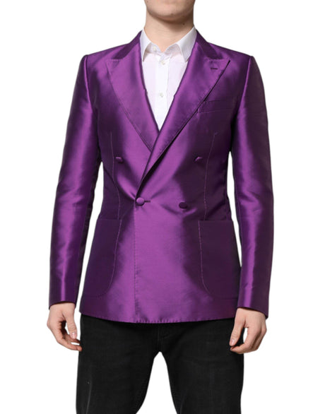 Dolce & Gabbana Purple Double Breasted Men Suit Coat Blazer - Hilstor
