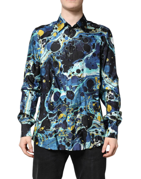 Dolce & Gabbana Multicolor Marble Print MARTINI Dress Shirt - Hilstor