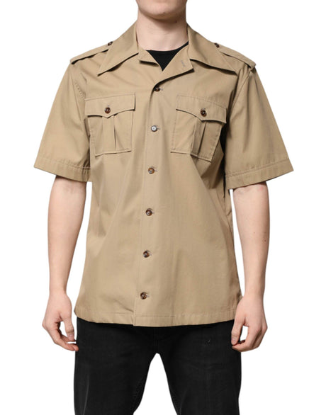 Dolce & Gabbana Brown Graphic Print Short Sleeves Shirt - Hilstor