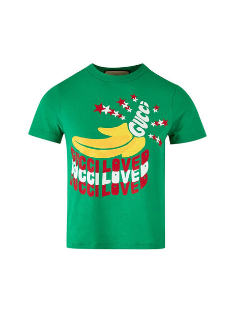 Gucci Green Cotton Logo T-Shirt - Hilstor