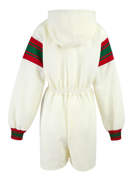 Gucci Cream Polyester Hooded Logo Sweatsuit - Hilstor