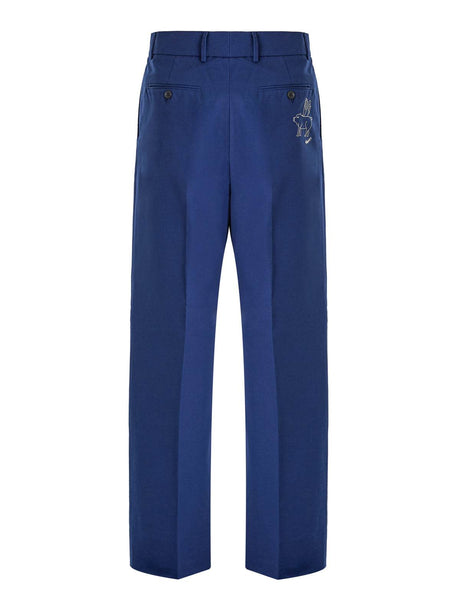 Gucci Blue Classic Cotton Pants - Hilstor