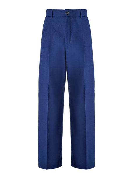 Gucci Blue Classic Cotton Pants - Hilstor