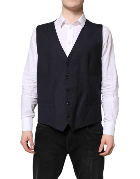 Dolce & Gabbana Black Wool Waistcoat Dress Formal Vest - Hilstor