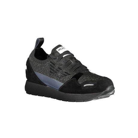 Emporio Armani Black Leather Women Sneaker - Hilstor