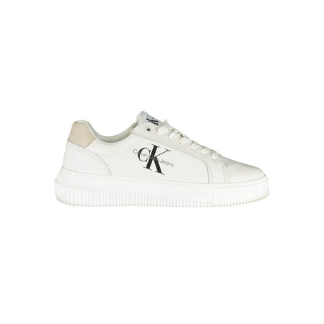 Calvin Klein Chic White Lace-Up Sneakers with Contrast Details - Hilstor