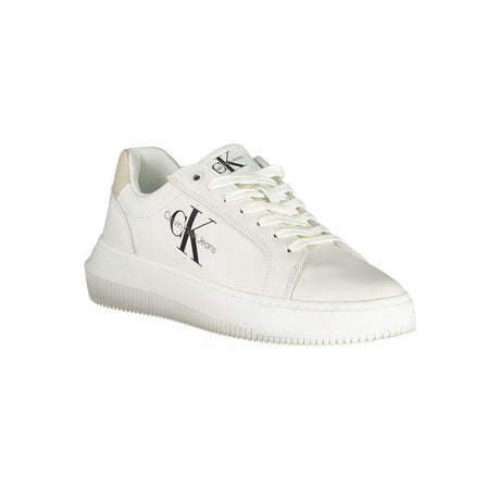 Calvin Klein Chic White Lace-Up Sneakers with Contrast Details - Hilstor