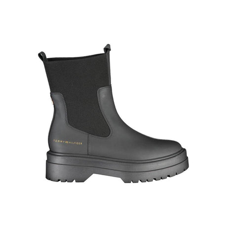 Tommy Hilfiger Black Leather Women Ankle Boot - Hilstor