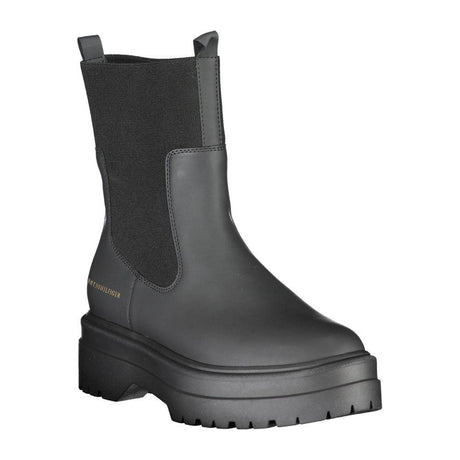 Tommy Hilfiger Black Leather Women Ankle Boot - Hilstor