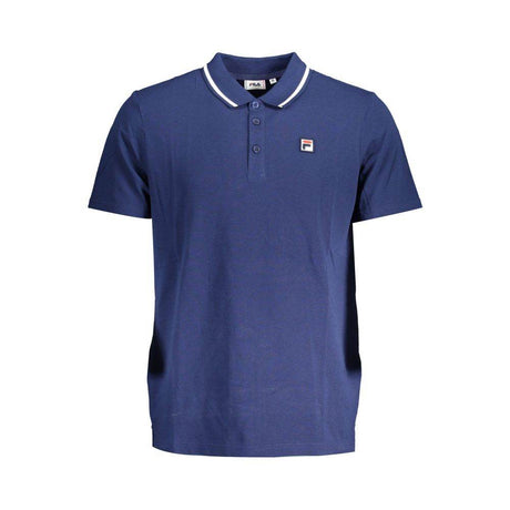 Fila Classic Blue Cotton Polo with Contrast Details - Hilstor