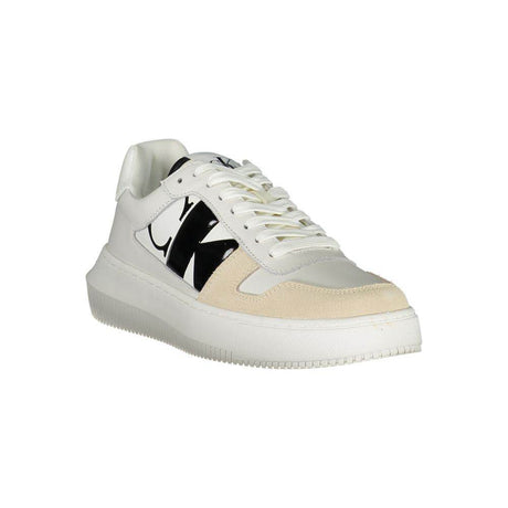 Calvin Klein Elegant White Lace-Up Sneakers with Contrast Detail - Hilstor