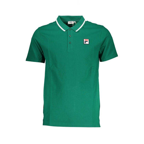 Fila Classic Green Cotton Polo with Contrast Details - Hilstor