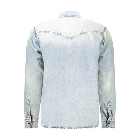 Hugo Boss Light Blue Cotton Men Shirt - Hilstor