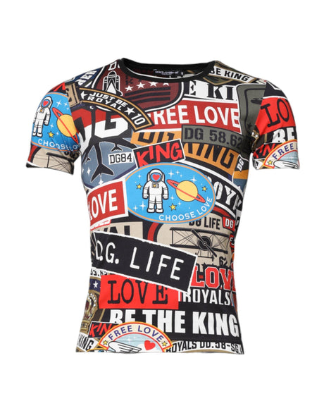 Dolce & Gabbana Multicolor Patchwork Cotton Crew Neck T-shirt - Hilstor