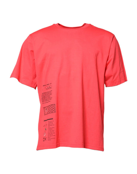 Dolce & Gabbana Red Cotton Lettering Print Crew Neck T-shirt - Hilstor