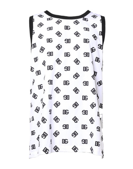 Dolce & Gabbana White Polyester Sleeveless DG Logo T-shirt - Hilstor