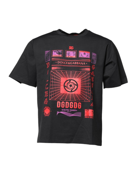 Dolce & Gabbana Black Cotton Graphic Print Crew Neck T-shirt - Hilstor