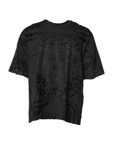 Dolce & Gabbana Black Cotton Bandana Logo Crew Neck T-shirt - Hilstor