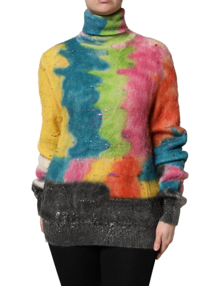 Dolce & Gabbana Multicolor Mohair Turtleneck Pullover Sweater - Hilstor